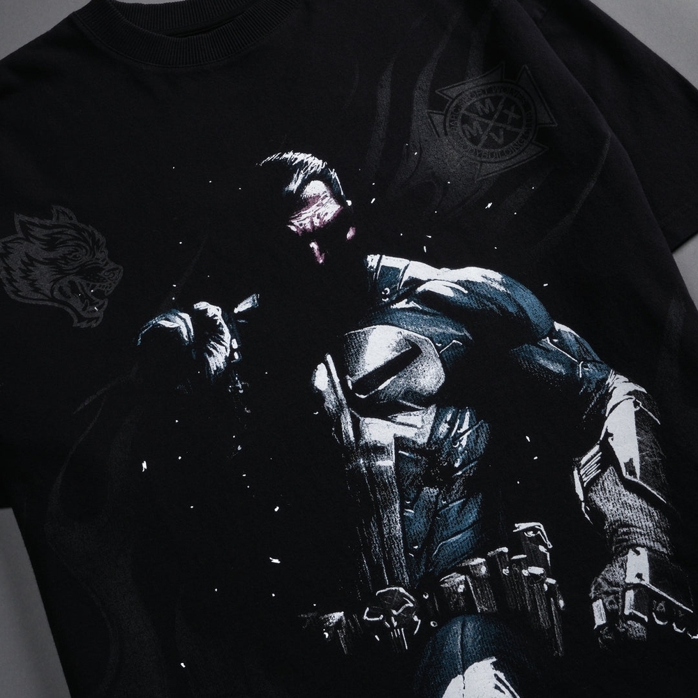 Darc Sport Punisher Grunge Mid-Length Raw Hem Tee in Black - Picture 5 of 10